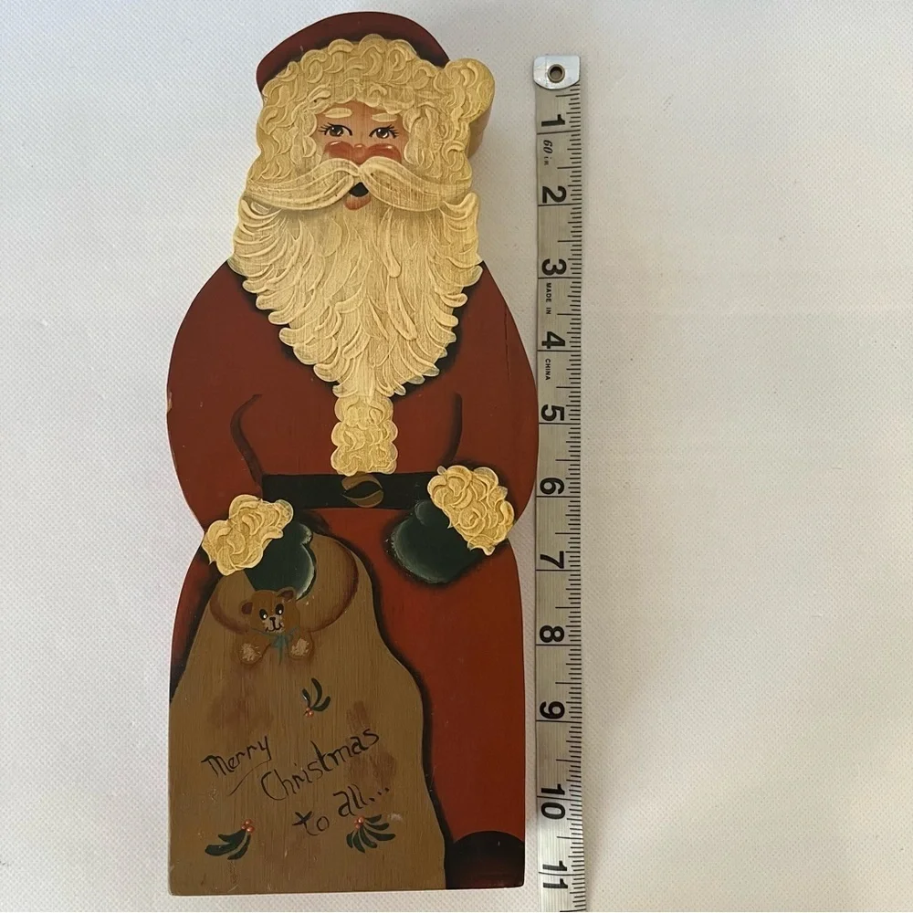 Vintage Wooden Hand Painted Santa
